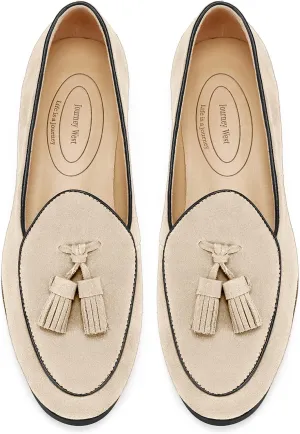 Journey West Suede Tassel Loafer for Women Slip-on BelgianLoafers Shoes