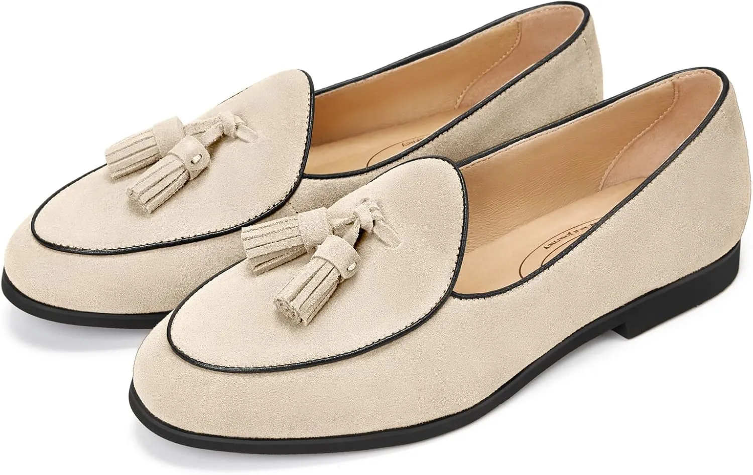 Journey West Suede Tassel Loafer for Women Slip-on BelgianLoafers Shoes