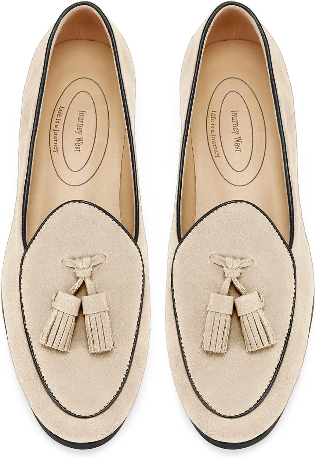 Journey West Suede Tassel Loafer for Women Slip-on BelgianLoafers Shoes