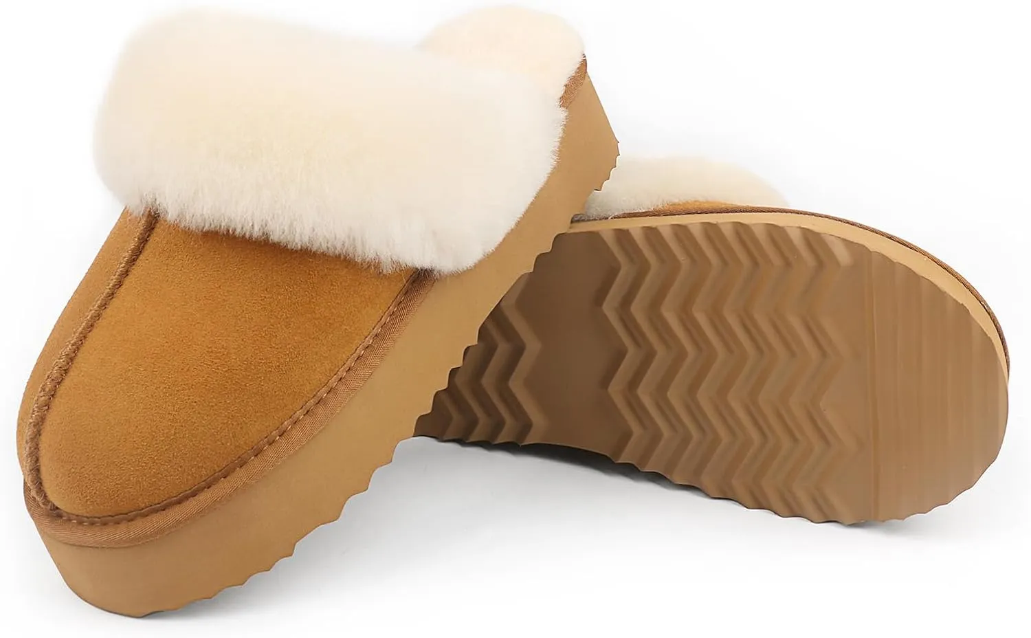 JOY IN LOVE Fuzzy Slippers for Women Memory Foam Flat Outdoor Indoor Faux Fur Cozy Slippers