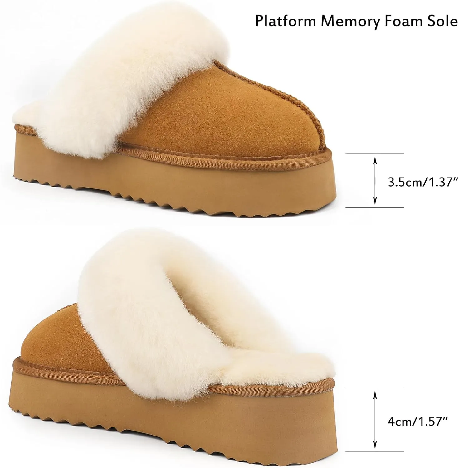 JOY IN LOVE Fuzzy Slippers for Women Memory Foam Flat Outdoor Indoor Faux Fur Cozy Slippers