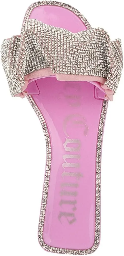 JUICY COUTURE Women's Flat Slide Sandals - Elegant Bejeweled Strap - Beach and Pool Style-Hollyn