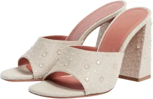 keleimusi Women's Trendy Square Toe Block Heel Dress Mules with Wide Strap
