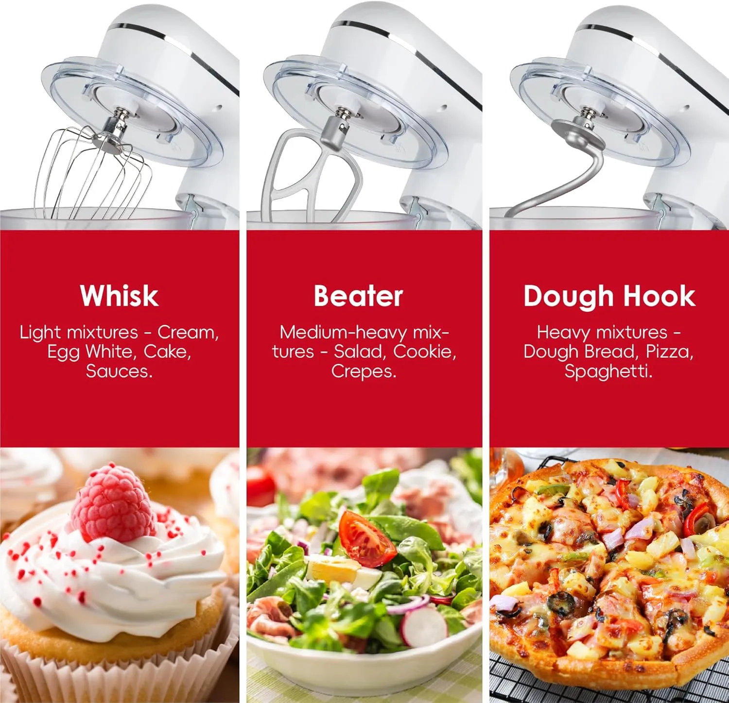 Kitchen in the box Stand Mixer, 5QT   4.5QT Two bowls Electric Food Mixer, 10 Speeds Kitchen Mixer for Daily Use with Egg Whisk,Dough Hook,Flat Beater (Gradient Red, 5QT)