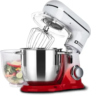 Kitchen in the box Stand Mixer, 5QT   4.5QT Two bowls Electric Food Mixer, 10 Speeds Kitchen Mixer for Daily Use with Egg Whisk,Dough Hook,Flat Beater (Gradient Red, 5QT)