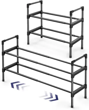 Kitsure Expandable Shoe Rack, Adjustable Shoe Shelf Storage Organizer, Free Standing Shoe Organizer for Closet, Entryway, Garage & Corridor, 17.3″-29.1″x 15.7″