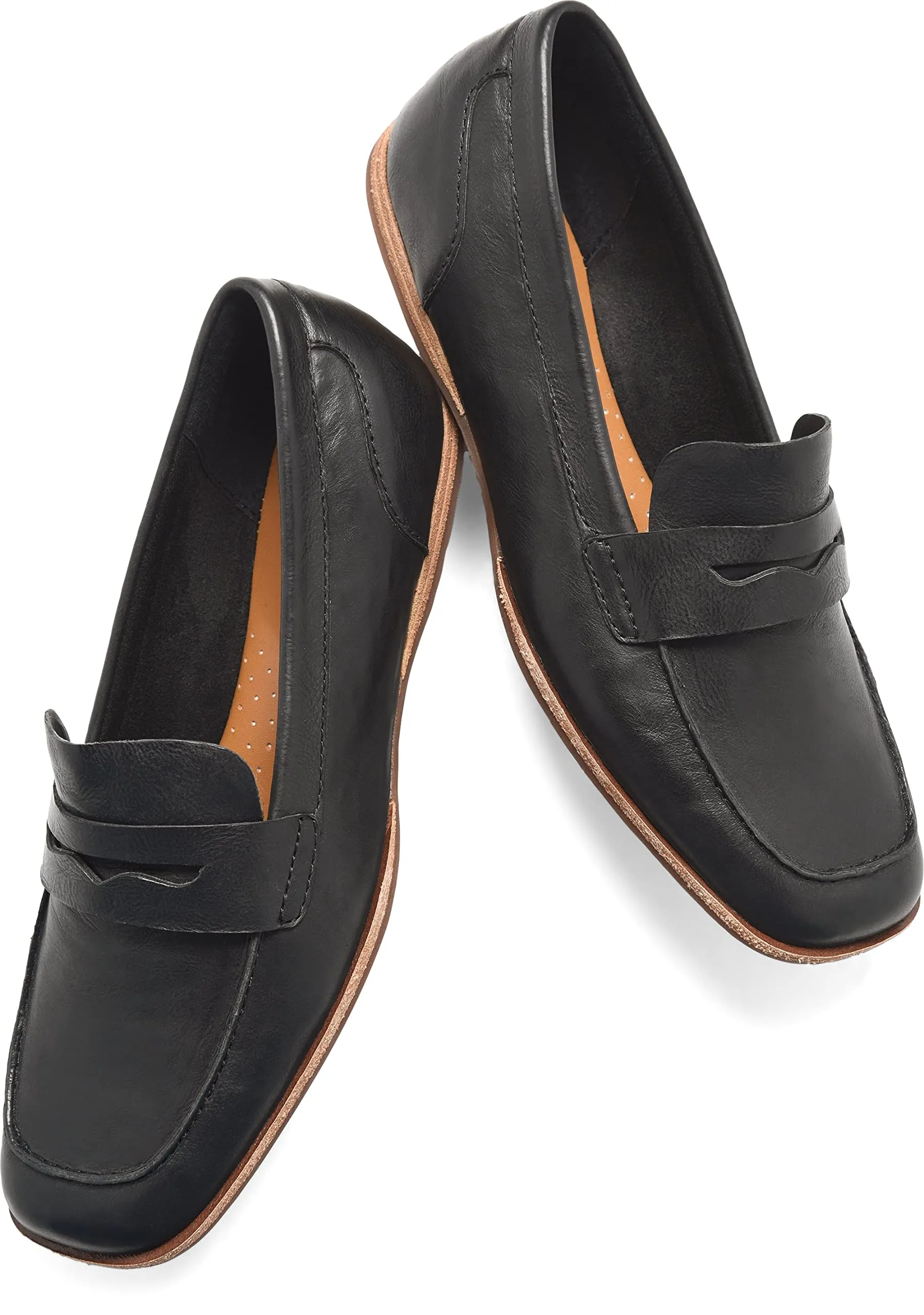 KORK-EASE Pisa Women's Leather Penny Loafer - Classic Icon Redesigned with Modern Square Toe and Premium Comfort 9.5 Black