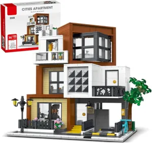 kowkis City Apartment House Building Kit,Architecture Modular MOC Flat Building Toy Set with Connecting Three Floor Room Modules, Fun Gifts Idea for Adults(1399 pcs)