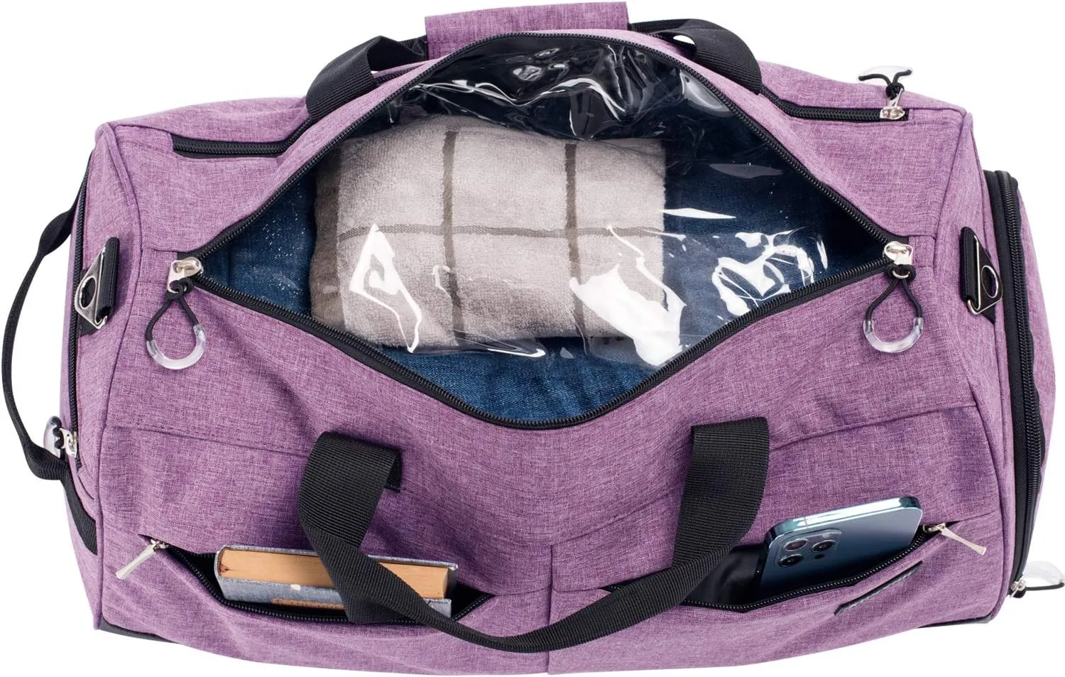 Kuston Sports Gym Bag with Shoes Compartment &Wet Pocket Gym Duffel Bag Overnight Bag for Men and Women-Purple