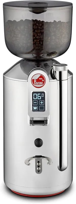 La Pavoni Cilindro Coffee Grinder | 50mm Flat Steel Burrs | 20  Grind Settings with Stepless Adjustment | LCD Display for Dosing and Continuous Grinding | 500g Tritan Hopper | Quiet Operation