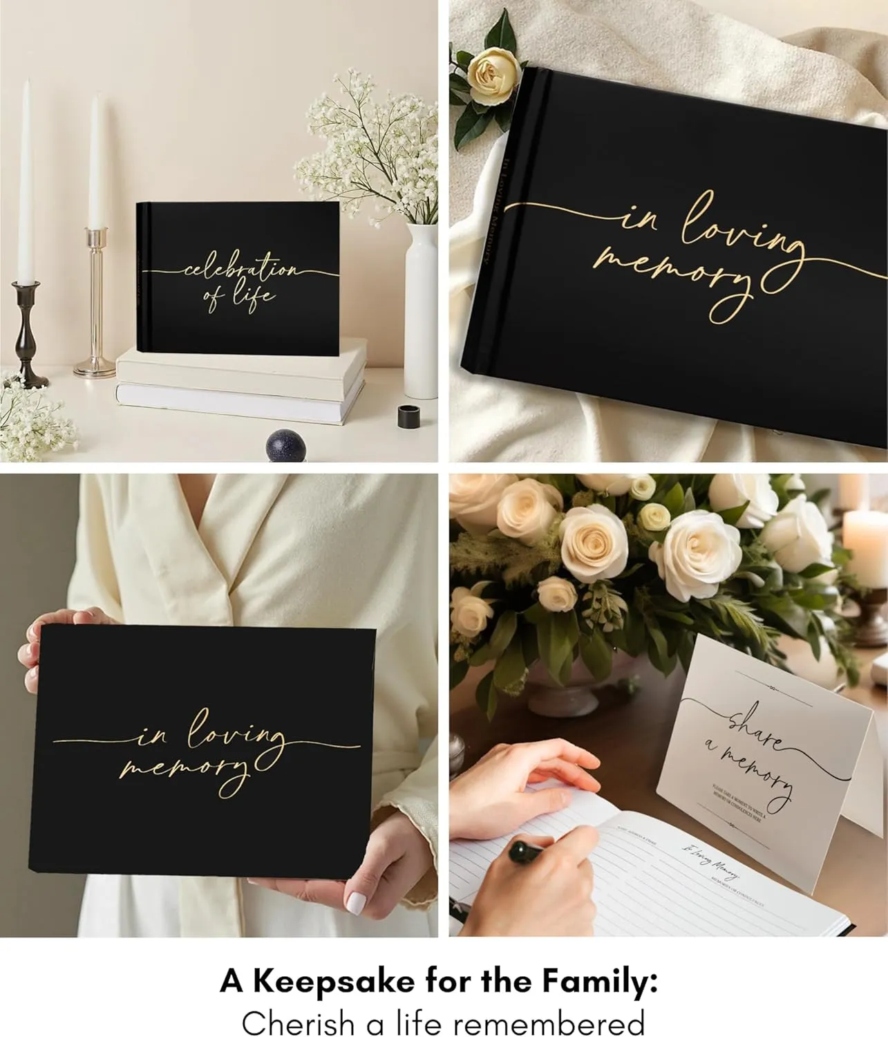 Lamare Funeral Guest Book for Memorial Service – Elegant Celebration of Life Guest Book and in Loving Memory Guest Book - Condolences Book for Funeral