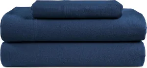 LANE LINEN 100% Cotton Flannel Sheets Twin Size - Brushed for Extra Softness - Lightweight Twin Size Cotton Sheets Set - Warm & Cozy Flannel Winter Bed Sheets, 15" Deep Pocket - Estate Blue