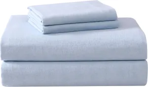 Laura Ashley - Full Sheet Set, Cotton Flannel Bedding, Brushed for Extra Softness & Comfort (Serene Blue, Full)