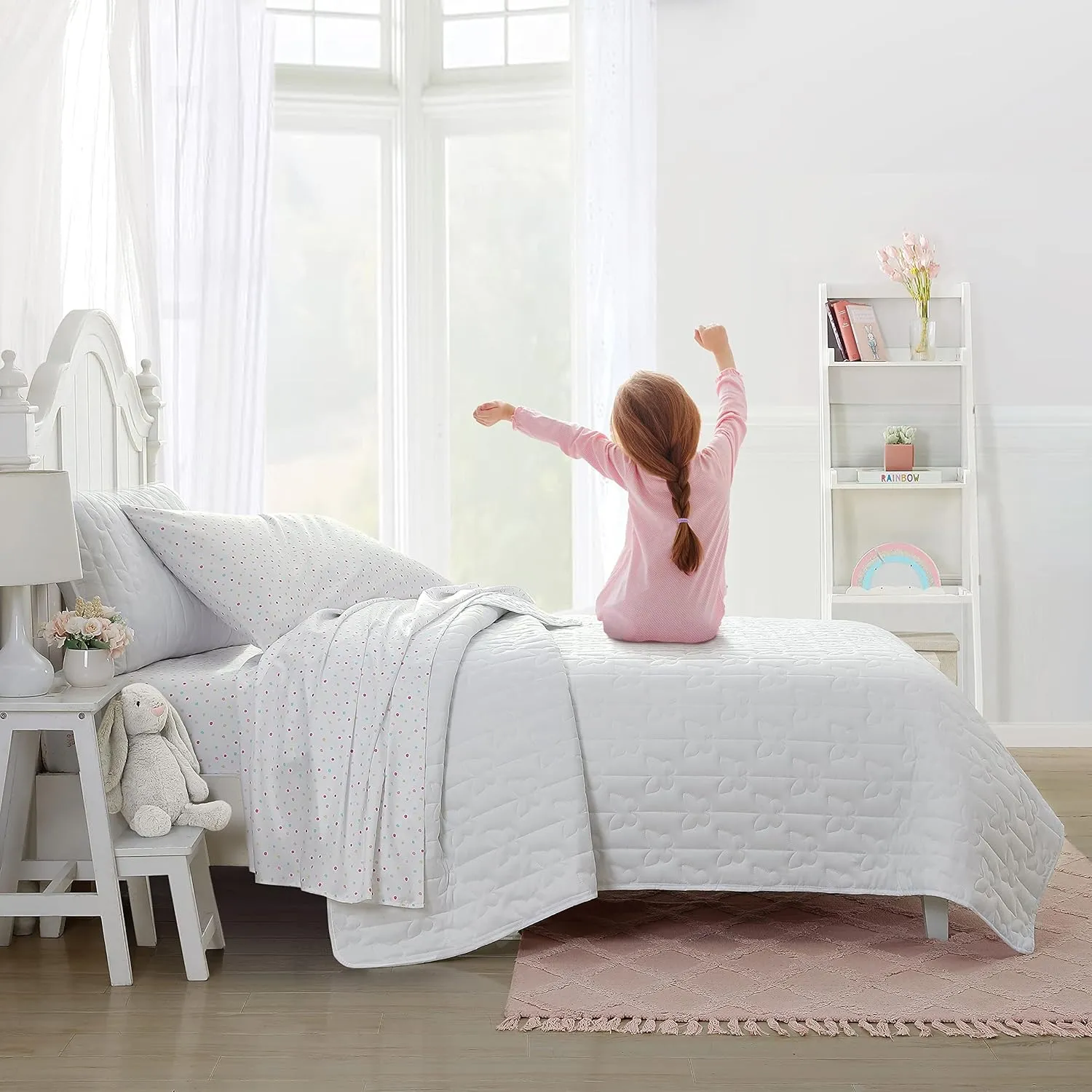 Laura Ashley Kids - Twin Sheets, Soft Wrinkle-Resistant Toddler Bedding Set, Fun & Whimsical Bedroom Decor, Ideal Girl Room Essentials (Confetti Pink, Twin/Twin XL)