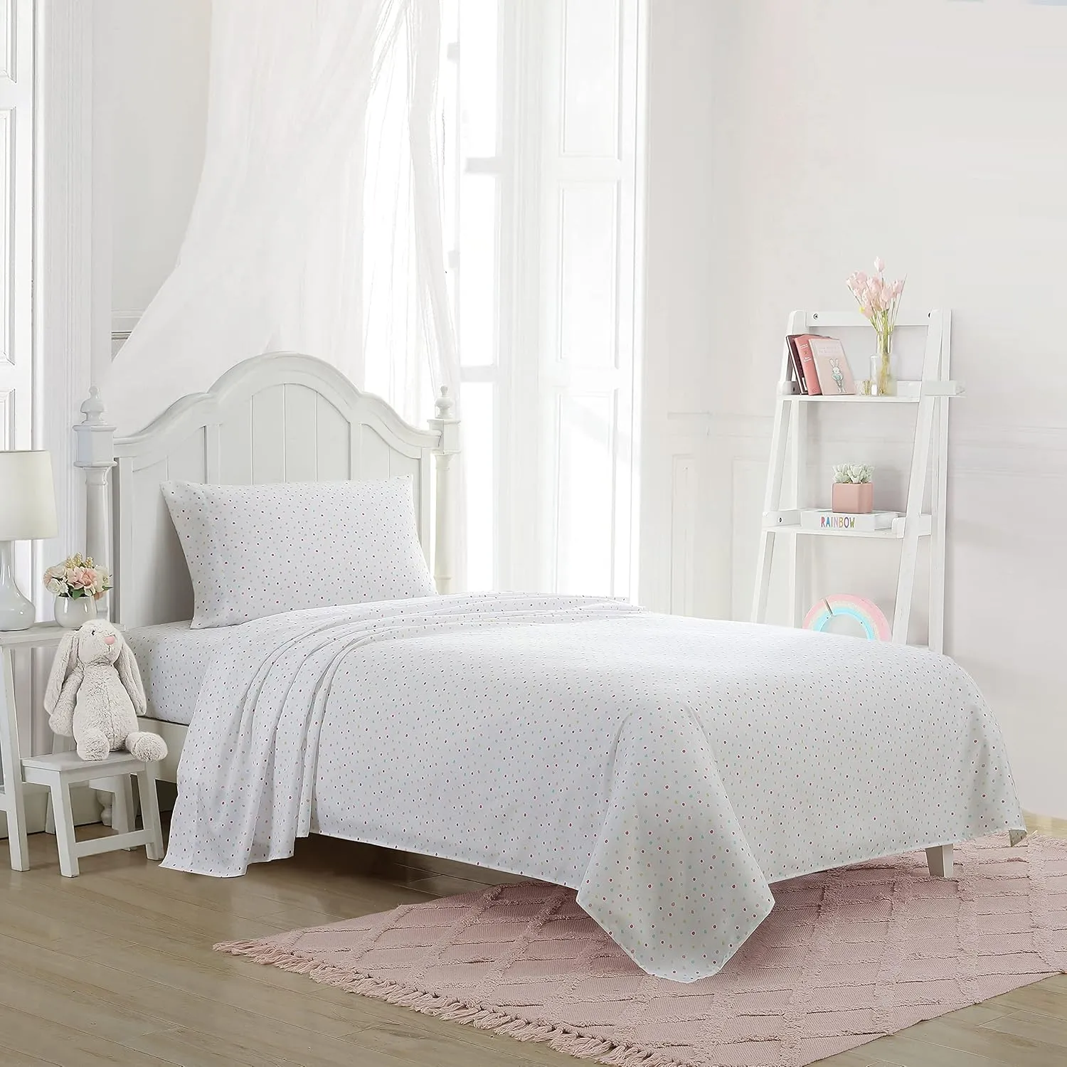 Laura Ashley Kids - Twin Sheets, Soft Wrinkle-Resistant Toddler Bedding Set, Fun & Whimsical Bedroom Decor, Ideal Girl Room Essentials (Confetti Pink, Twin/Twin XL)