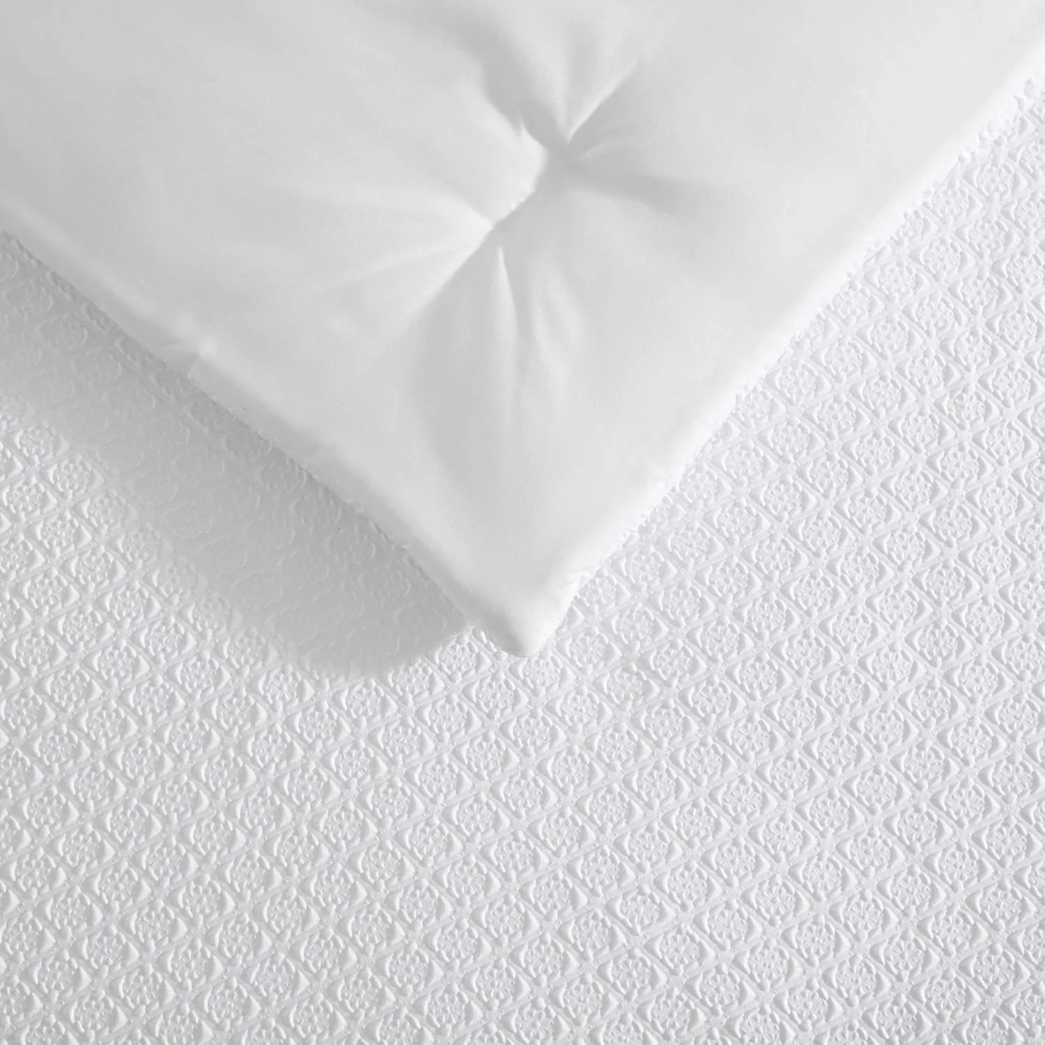 Laura Ashley - Queen Comforter Set, Embossed Diamond Textured Bonus Bed Set, Includes Comforter, Shams, Bed Sheets and Decorative Pillow, Dorm Essentials (Margaret White, Queen)
