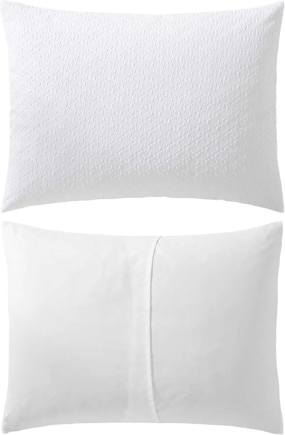 Laura Ashley - Queen Comforter Set, Embossed Diamond Textured Bonus Bed Set, Includes Comforter, Shams, Bed Sheets and Decorative Pillow, Dorm Essentials (Margaret White, Queen)
