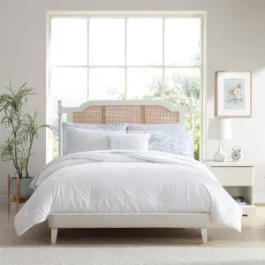 Laura Ashley - Queen Comforter Set, Embossed Diamond Textured Bonus Bed Set, Includes Comforter, Shams, Bed Sheets and Decorative Pillow, Dorm Essentials (Margaret White, Queen)