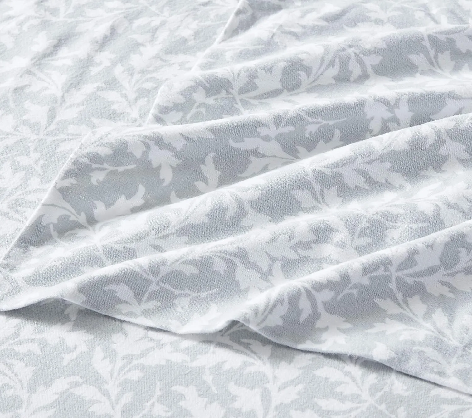 Laura Ashley - Queen Sheet Set, Cotton Flannel Bedding, Brushed for Extra Softness & Comfort (Crestwood Pastel Grey, Queen)