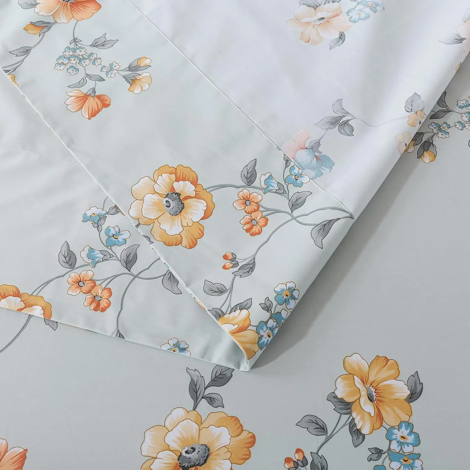 Lemfux Queen Sheet Set 4 Pieces Cotton Floral Pattern Vintage Deep Pocket17.5, Garden Style Soft Bed Sheet, Farmhouse Bedding Set 1 Flat Sheet 102"x98", 1 Fitted Sheet 60"x80", 2 Pillowcases 20"x29"