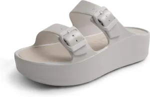 Lemon Jelly Women's Platform Sandals - Casual Double-Buckled Water-Friendly Wedges for Beach - Comfortable, Lightweight Slip-On Sandals for Ladies - Cute, Versatile Chunky Summer Slides