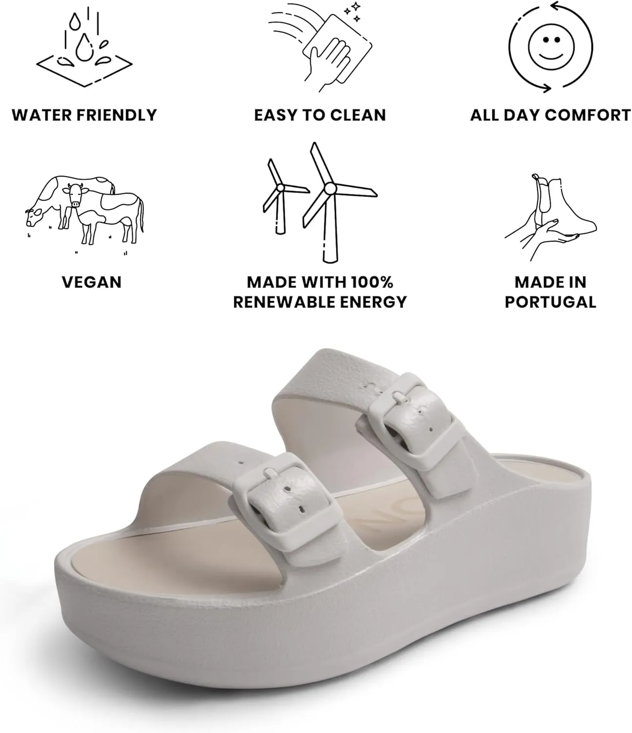 Lemon Jelly Women's Platform Sandals - Casual Double-Buckled Water-Friendly Wedges for Beach - Comfortable, Lightweight Slip-On Sandals for Ladies - Cute, Versatile Chunky Summer Slides