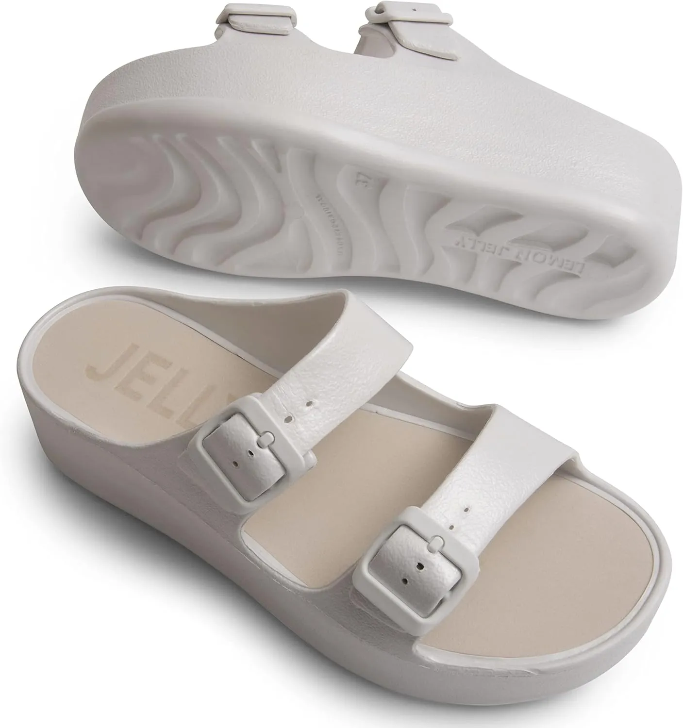 Lemon Jelly Women's Platform Sandals - Casual Double-Buckled Water-Friendly Wedges for Beach - Comfortable, Lightweight Slip-On Sandals for Ladies - Cute, Versatile Chunky Summer Slides