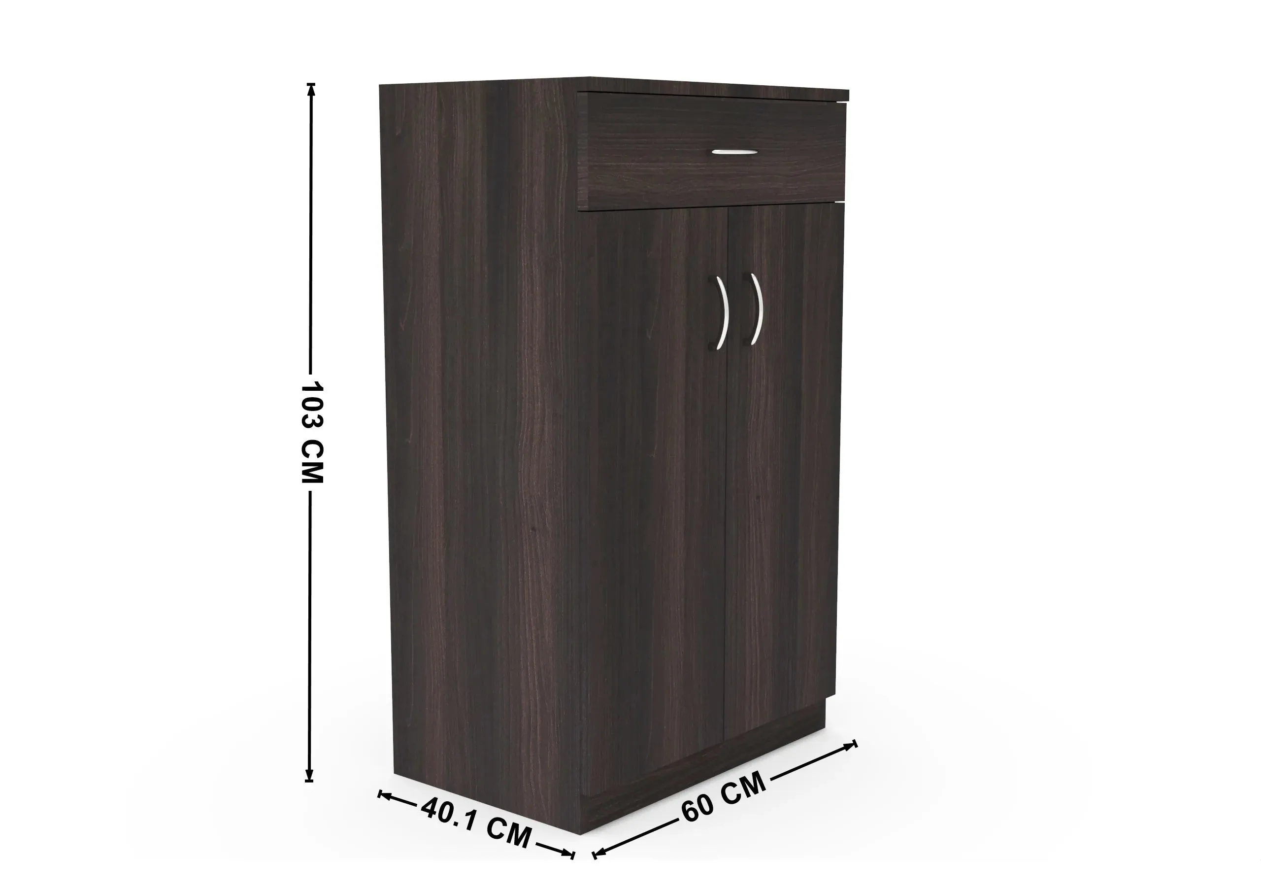 Lewis 2 Door Shoe Rack / Multipurpose Cabinet with Drawer (Brown)
