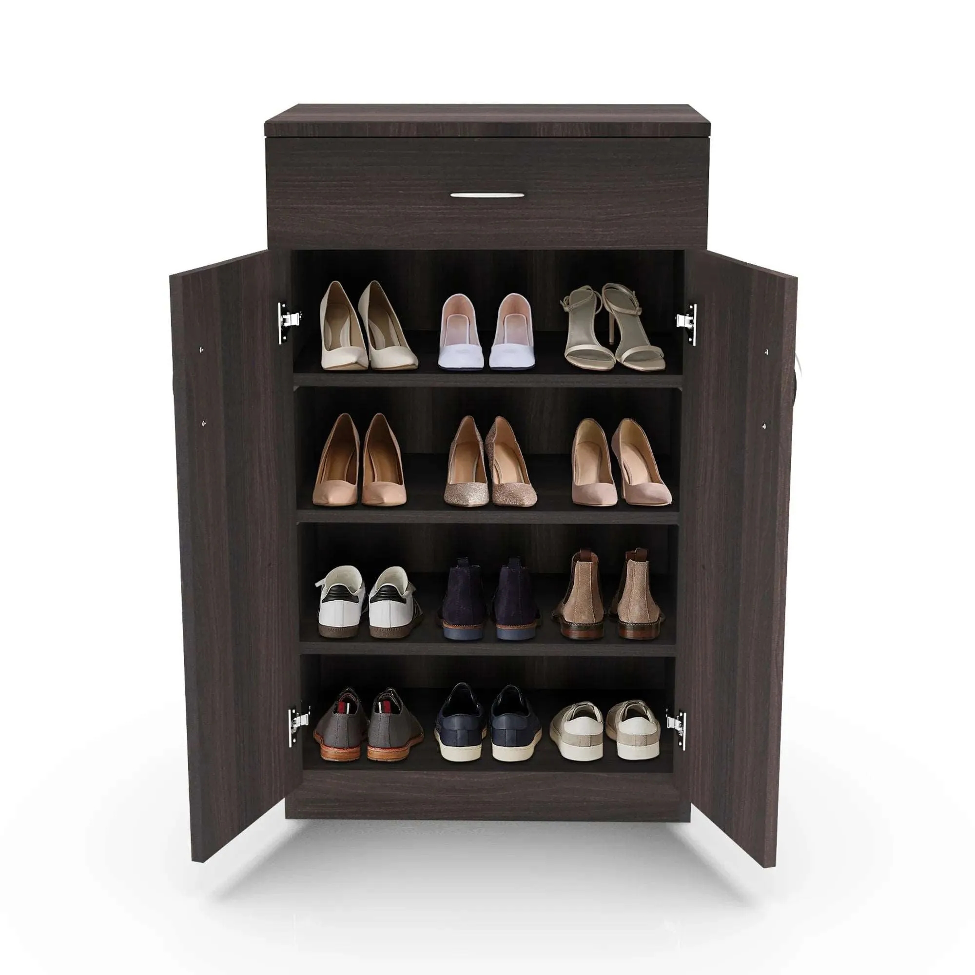 Lewis 2 Door Shoe Rack / Multipurpose Cabinet with Drawer (Brown)