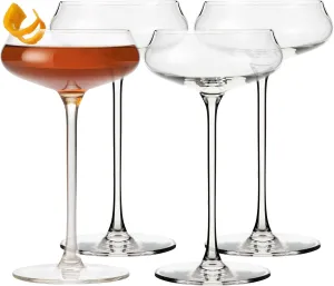 Libbey Signature Stratford Coupe Cocktail Glasses Set of 4, Artful, Lavish Coupe Martini Glasses, Stemmed Cocktail Glasses for Weddings, Birthdays