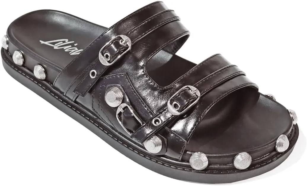 Liliana Studded Sandals For Women, Flat Sandals For Women, Open Toe Summer Sandal, Women Flat Sandals, MEIZI-1