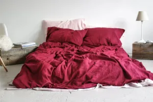 Linen Flat Sheet Dark Cherry Red