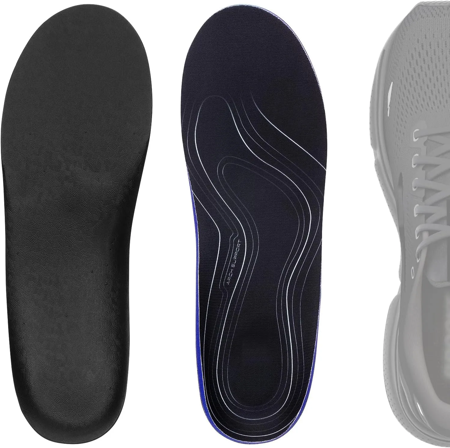 Linkidea 2 Pairs Arch Support Shoe Insoles Compatible with Brooks Ghost 15, GTS 23, Anthem 6, Replacement Shoe Inserts, Shock Absorption Cushion (US Men 5.5-6/Women 7-7.5)