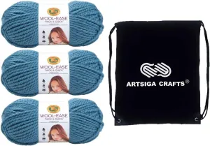 Lion Brand Wool Ease Thick & Quick Air Force 640-108 (3-Skeins - Same Dye Lot) #6 S Bulky Acrylic-Wool Yarn for Crocheting and Knitting with Project Bag