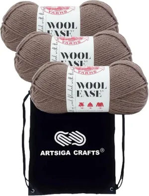 Lion Brand Wool Ease Thrush 620-025 (3-Skeins - Same Dye Lot) Worsted Medium #4 Acrylic, Wool Yarn for Crocheting and Knitting with Project Bag