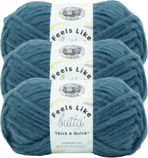 Lion Brand Yarn Feels Like Butta Thick & Quick Super Bulky Yarn for Knitting, 3 Pack, Orion Blue