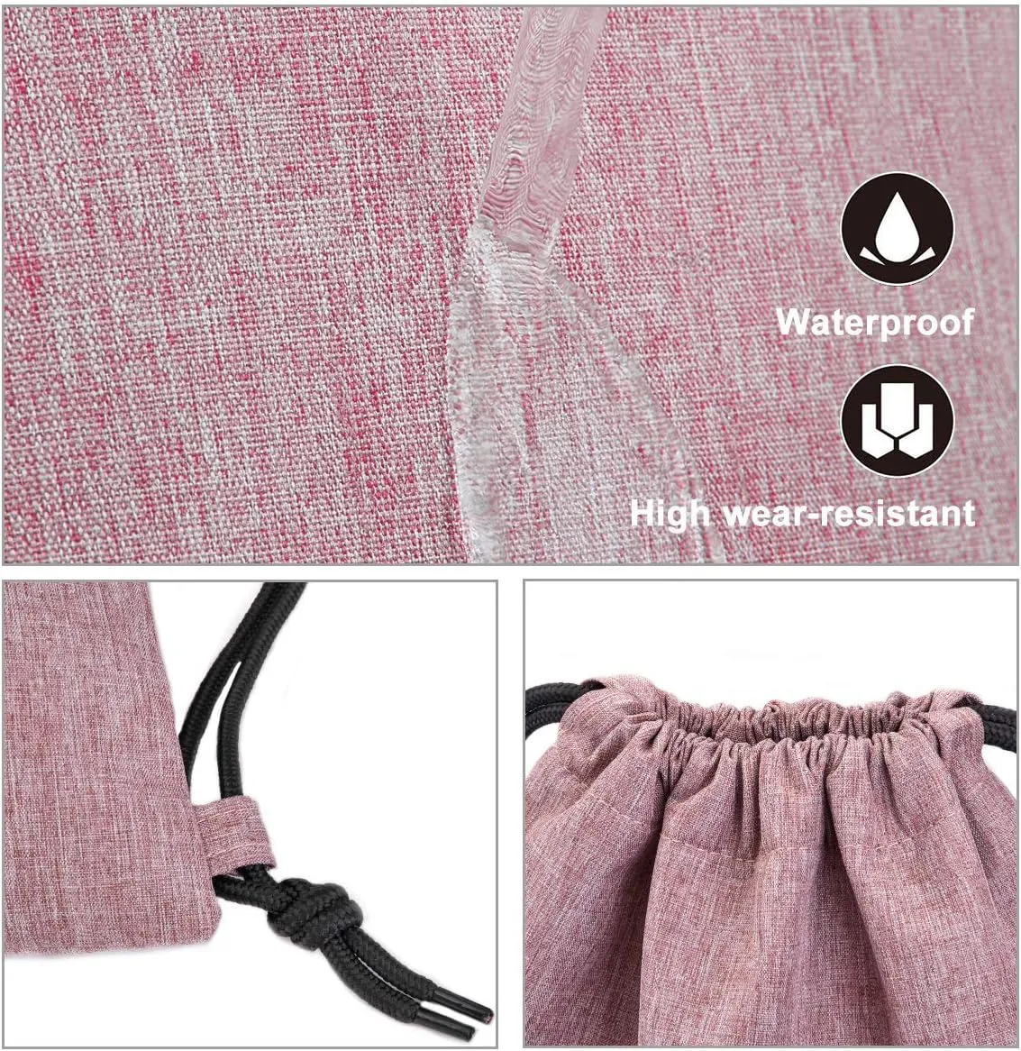 LIVACASA Drawstring Backpack Bag for Men Women Gym Drawstring Bag Pink