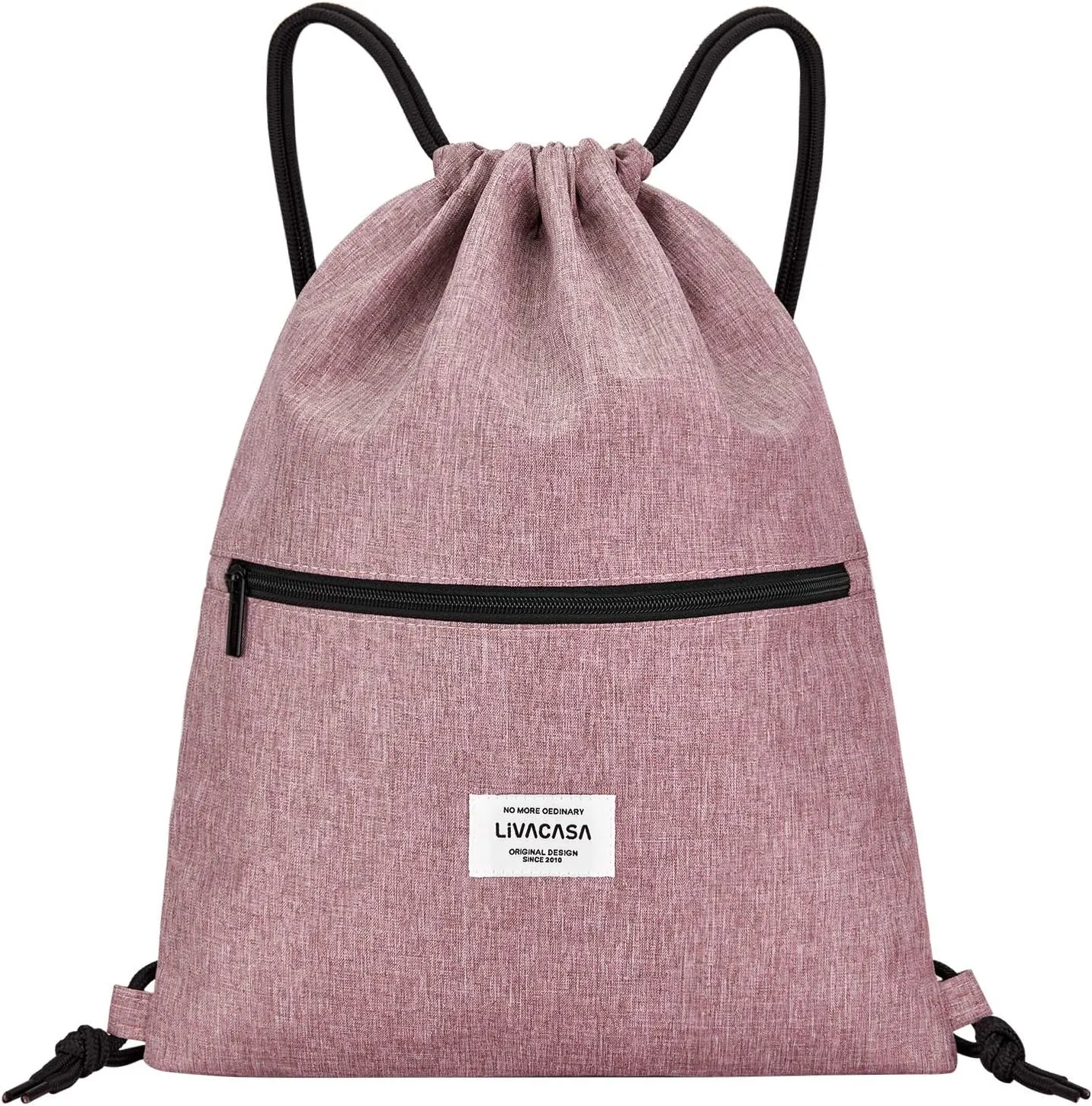 LIVACASA Drawstring Backpack Bag for Men Women Gym Drawstring Bag Pink
