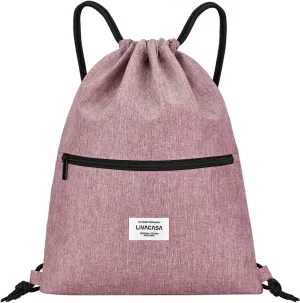 LIVACASA Drawstring Backpack Bag for Men Women Gym Drawstring Bag Pink