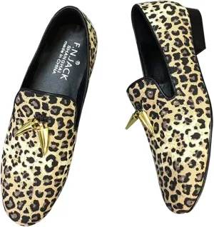 Loafers for Men - Canvas Leopard Print Loafers Slip-on Flat Cotton Wedding Dress Shoes…