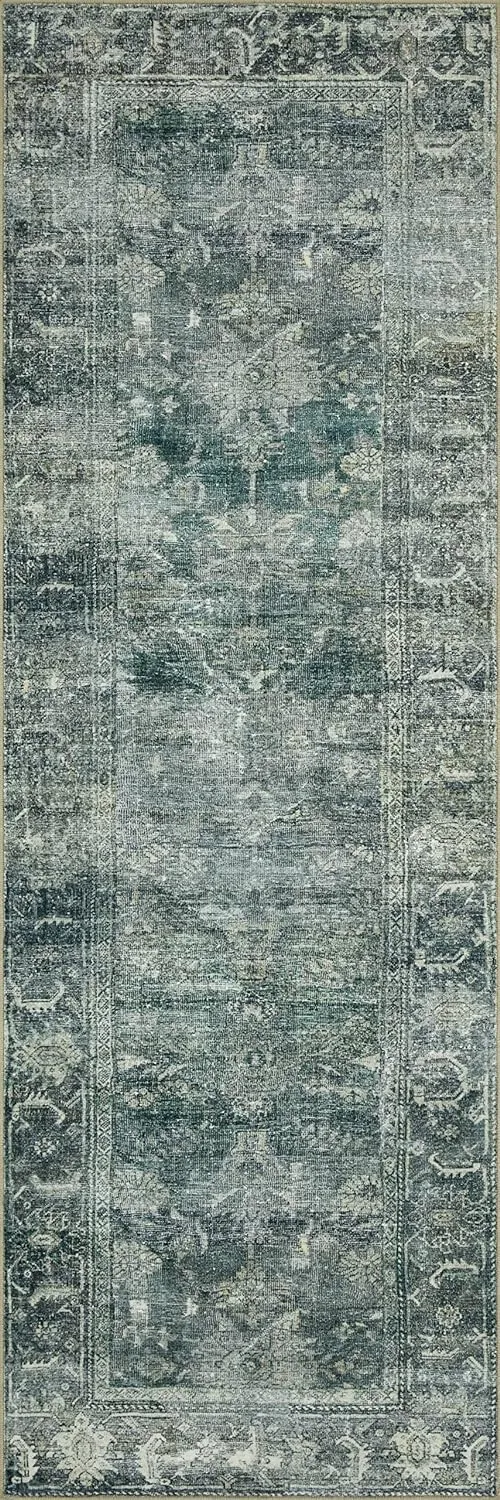 Loloi Magnolia Home by Joanna Gaines Banks Collection BAN-03 Blue/Lagoon 2'-3" x 3'-9" .13" Pile Height, Machine Washable, Accent Rug