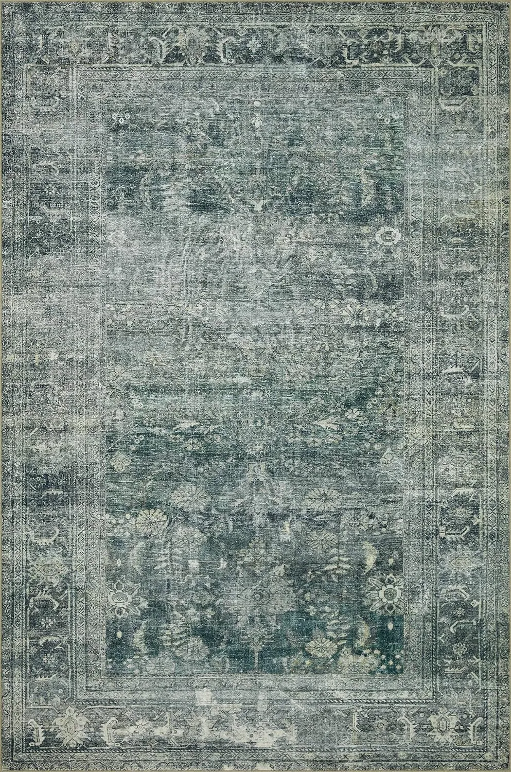 Loloi Magnolia Home by Joanna Gaines Banks Collection BAN-03 Blue/Lagoon 2'-3" x 3'-9" .13" Pile Height, Machine Washable, Accent Rug