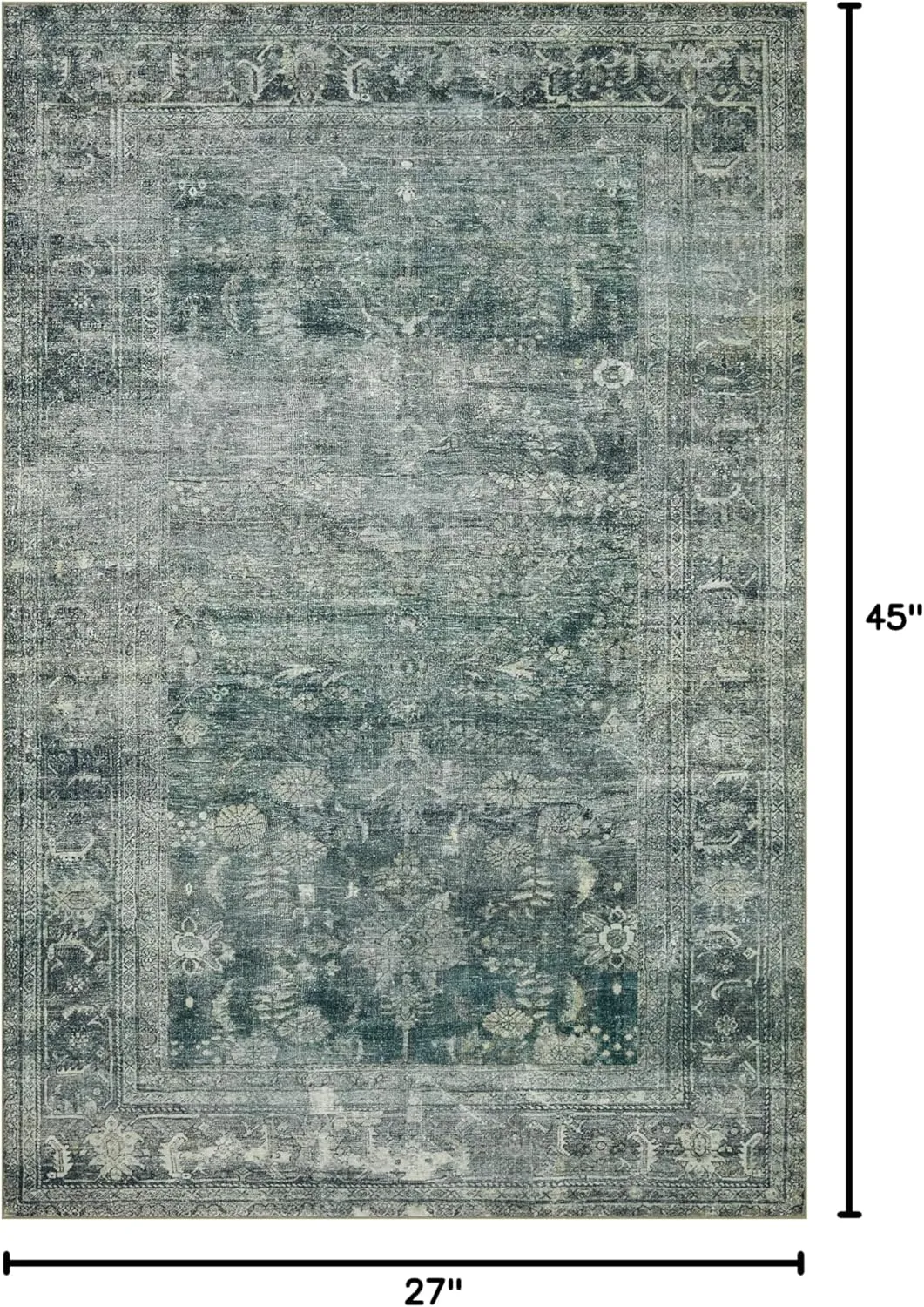 Loloi Magnolia Home by Joanna Gaines Banks Collection BAN-03 Blue/Lagoon 2'-3" x 3'-9" .13" Pile Height, Machine Washable, Accent Rug