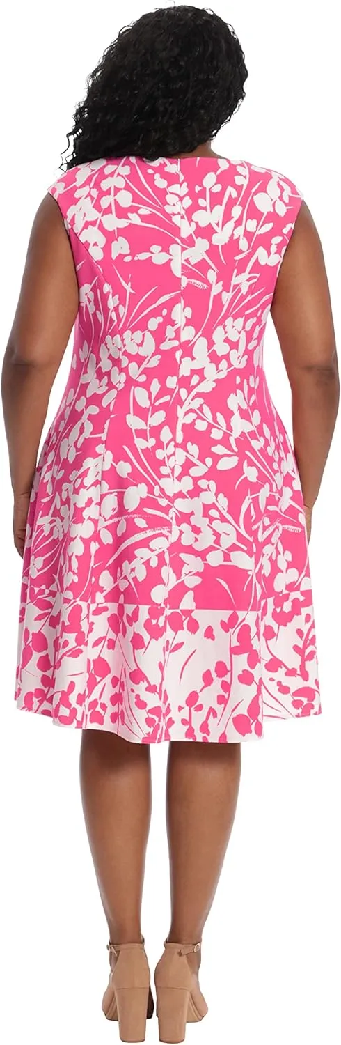 London Times Women's Cap Sleeve Fit and Flare-Elegant Summer Cocktail Graduation Garden Party Wedding Guest Dress