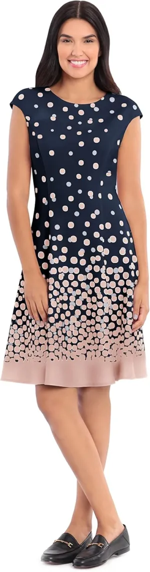 London Times Women's Cap Sleeve Fit and Flare-Elegant Summer Cocktail Graduation Garden Party Wedding Guest Dress