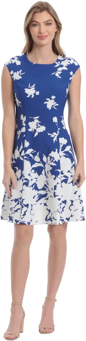 London Times Women's Cap Sleeve Fit and Flare-Elegant Summer Cocktail Graduation Garden Party Wedding Guest Dress