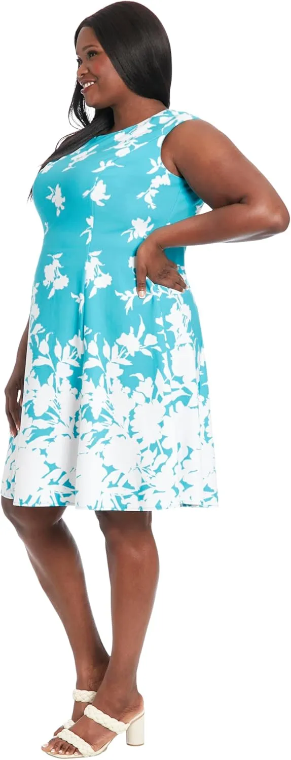 London Times Women's Cap Sleeve Fit and Flare-Elegant Summer Cocktail Graduation Garden Party Wedding Guest Dress