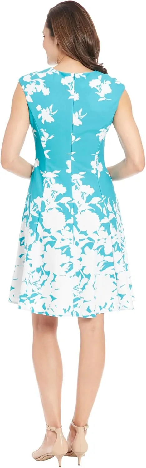London Times Women's Cap Sleeve Fit and Flare-Elegant Summer Cocktail Graduation Garden Party Wedding Guest Dress