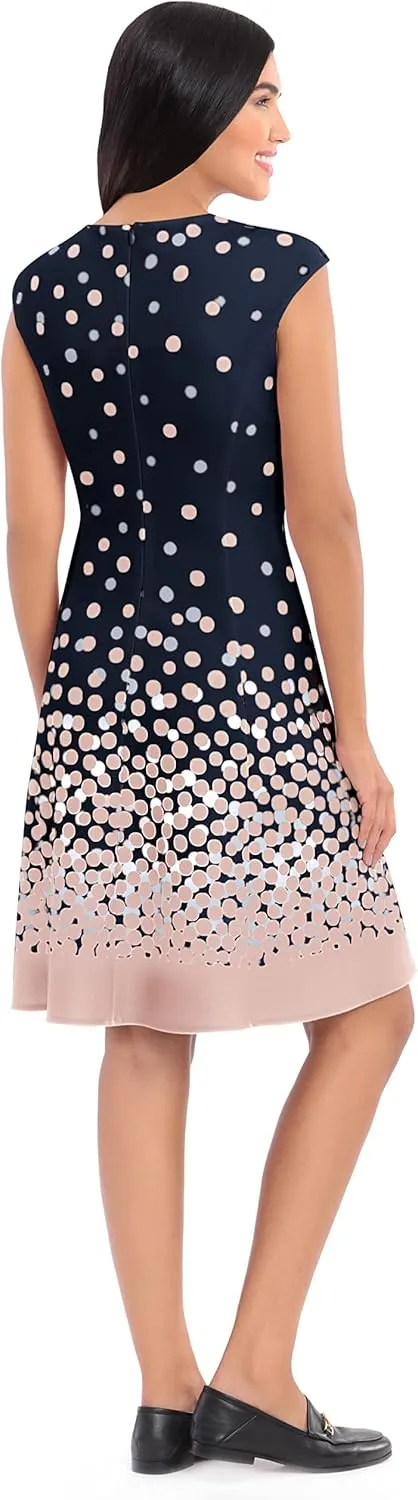 London Times Women's Cap Sleeve Fit and Flare-Elegant Summer Cocktail Graduation Garden Party Wedding Guest Dress