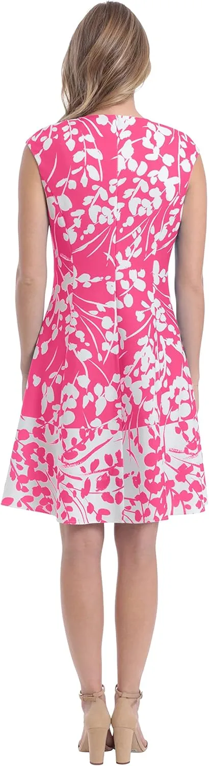 London Times Women's Cap Sleeve Fit and Flare-Elegant Summer Cocktail Graduation Garden Party Wedding Guest Dress